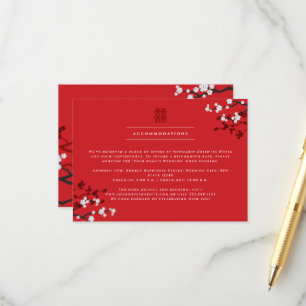 Carte D'accompagnement Cherry Blossoms & Double Bonheur Mariage chinois