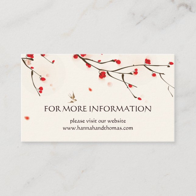 Carte D'accompagnement Cherry Blossoms Floral Mariage Information (Devant)