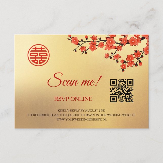 Carte D'accompagnement Cherry Blossoms RSVP en ligne | Code QR (Devant)