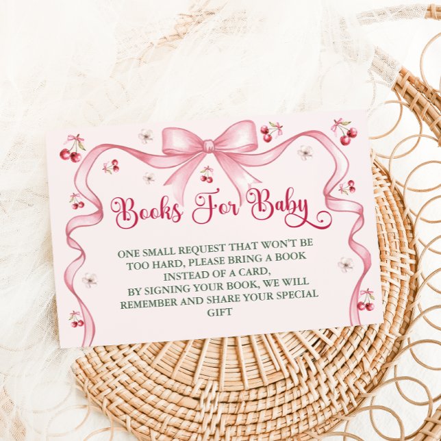 Carte D'accompagnement Cherry Bow Baby shower Thématique Livres Pour Bébé (Créateur téléchargé)