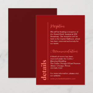 Carte D'accompagnement Cherry moderne et rouge vif Info Mariage coloré