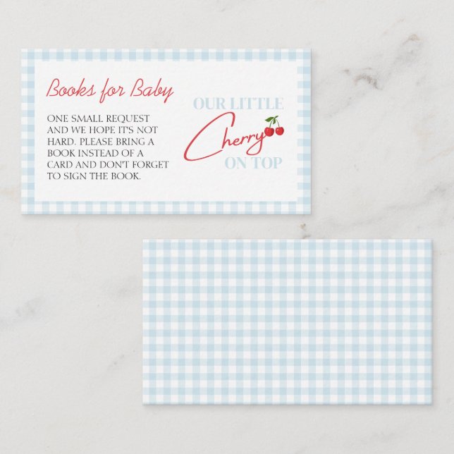 Carte D'accompagnement Cherry on Top Baby shower Books for Baby (Devant / Derrière)