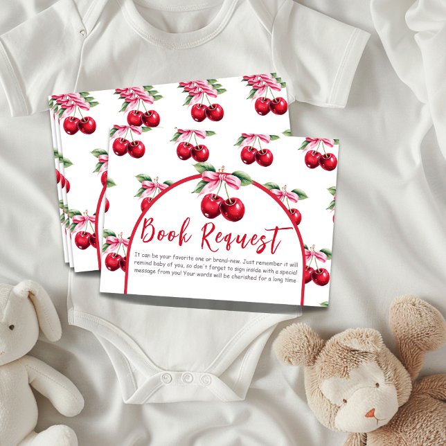 Carte D'accompagnement Cherry Top Coquette Bow Baby shower Demande (Créateur téléchargé)