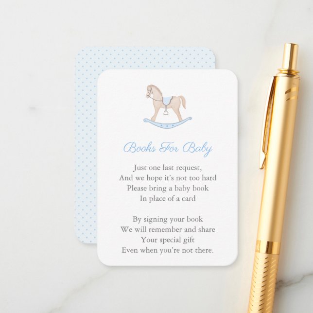 Carte D'accompagnement Cheval À Rocher Apportez Un Baby shower De Livre (Devant/Arrière en situation)