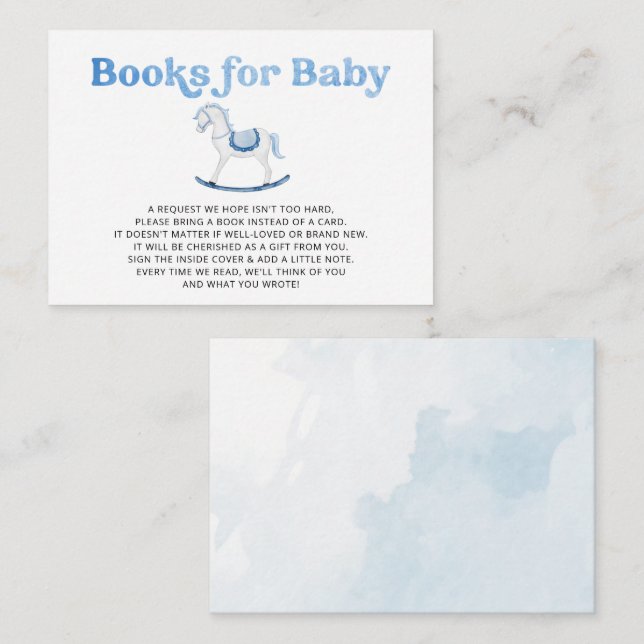 Carte D'accompagnement Cheval à rocher Blue Boy Baby shower Demande de ré (Devant / Derrière)