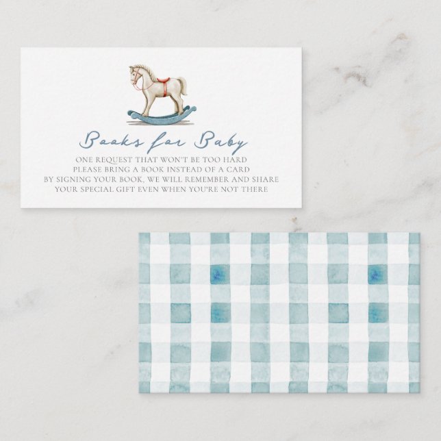 Carte D'accompagnement Cheval à rocher Blue Boy Baby shower Demande de ré (Devant / Derrière)