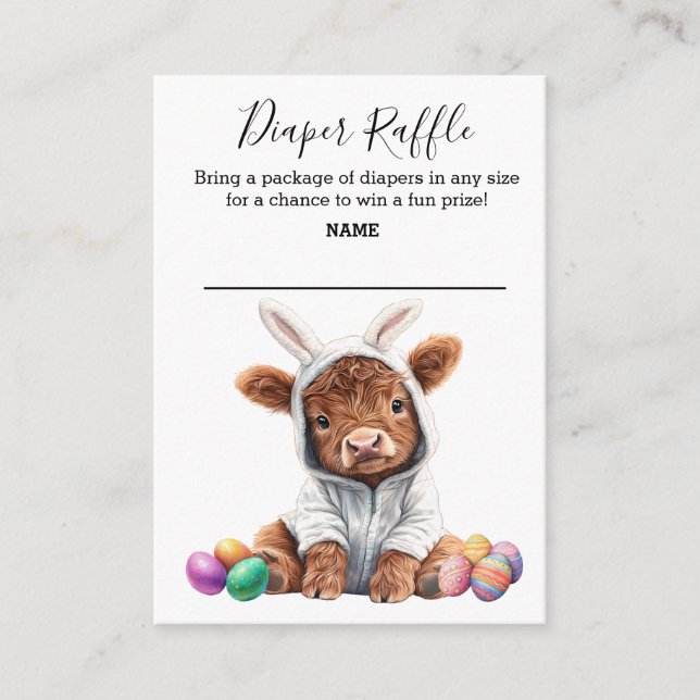 Carte D'accompagnement Chevalier Raffle Baby Highland Cow Lapin de Pâques (Devant)