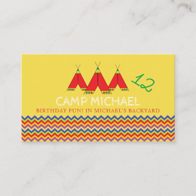 Carte D'accompagnement Chevron Tipi, Billet pour la fête d'anniversaire d (Devant)