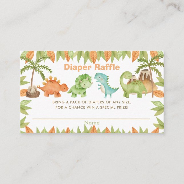 Carte D'accompagnement Chic Aquarelle Cute Dinosaure Dinosaure Raffle Bil (Devant)