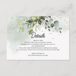 Carte D'accompagnement Chic aquarelle eucalyptus vert éclat or