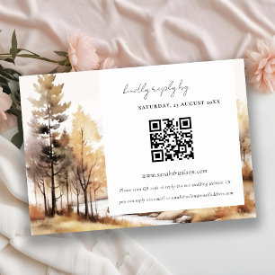 Carte D'accompagnement Chic Automne Paysage Mariage QR Code RSVP