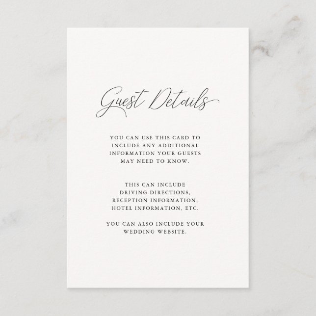 Carte D'accompagnement Chic Blue et Golden Cream Mariage Détails sur l'in (Devant)