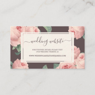 Carte D'accompagnement Chic Bourgogne Vintage rose rose Mariage Floral