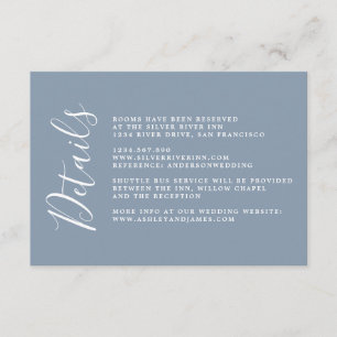 Carte D'accompagnement Chic Calligraphie Dusty Blue Détails du Mariage