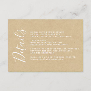 Carte D'accompagnement Chic Calligraphie Kraft Détails du Mariage papier