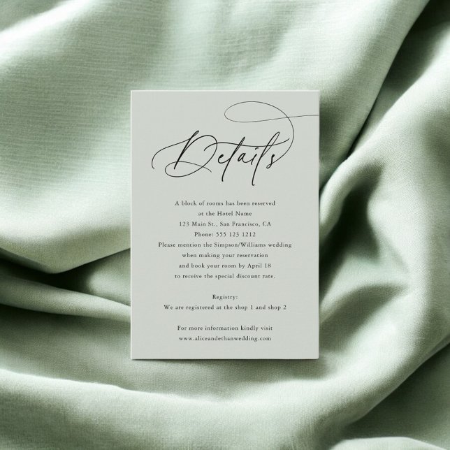 Carte D'accompagnement Chic Calligraphy Détails du Mariage photo (Créateur téléchargé)