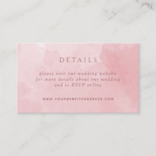 Carte D'accompagnement Chic Dusty Rose Aquarelle Mariage Détails Site Web