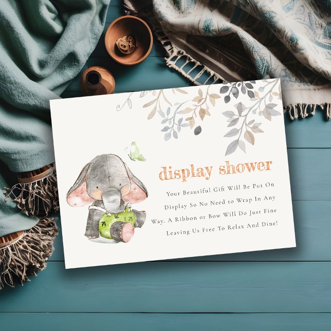 Carte D'accompagnement Chic Elephant Foliage Affichage Baby shower douche (Créateur téléchargé)
