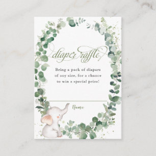 Carte D'accompagnement Chic Elephant Green Diaper Raffle Ticket