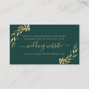 Carte D'accompagnement Chic Emerald Green Golden Foliage Site Mariage