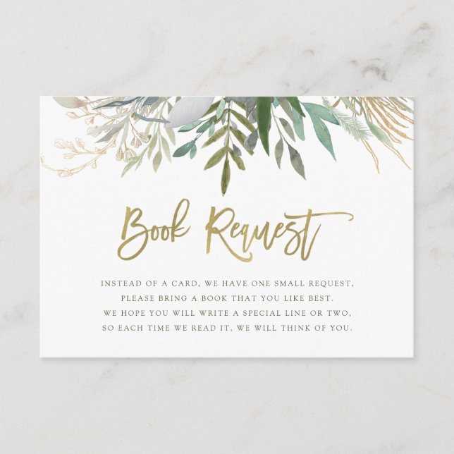 Carte D'accompagnement Chic Foliage | Demande de livre pour bébé (Devant)
