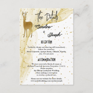 Carte D'accompagnement Chic Gold Deer & Confetti Détails du Mariage