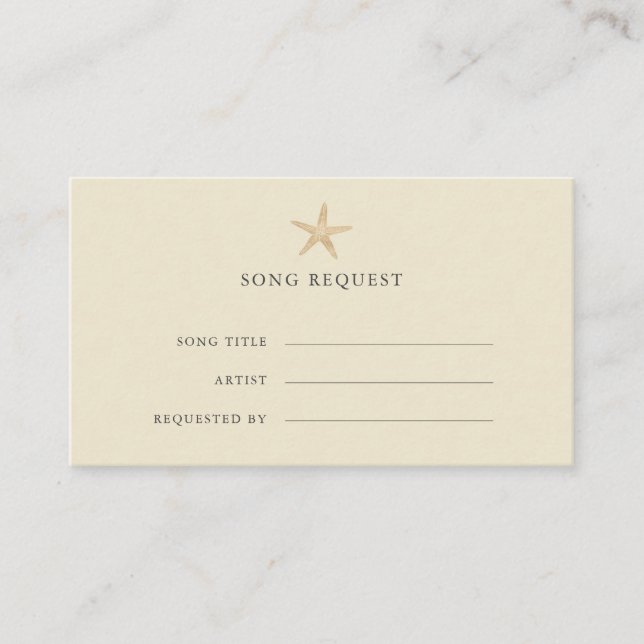Carte D'accompagnement Chic Gold Starfish demande de chant mariage côtier (Devant)