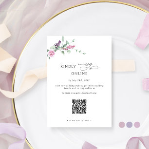 Carte D'accompagnement Chic Joyeux Floral Pastel  RSVP en ligne, Code QR