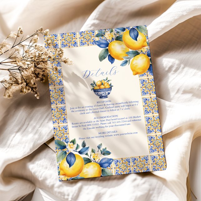 Carte D'accompagnement Chic Lemon Floral Verdure Mariage méditerranéen (Créateur téléchargé)
