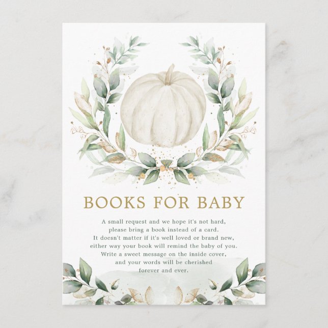 Carte D'accompagnement Chic Little Citrouille Greenery Livres d'or pour b (Devant)