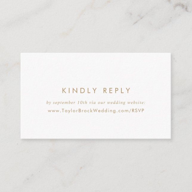 Carte D'accompagnement Chic Mariage de typographie or RSVP (Devant)