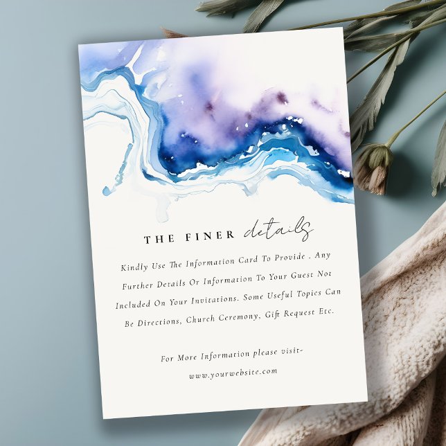 Carte D'accompagnement Chic Minimal Coastal Sea Beach Wedding Details (Créateur téléchargé)