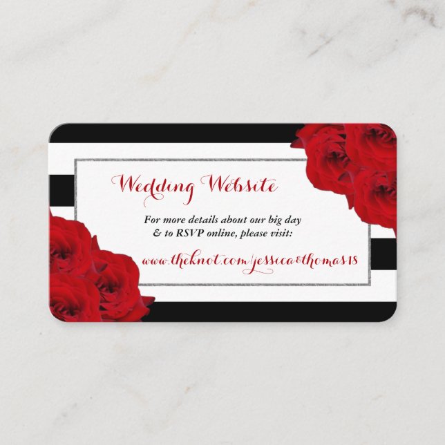 Carte D'accompagnement Chic Moderne Luxe Mariage Collection - Roses rouge (Devant)