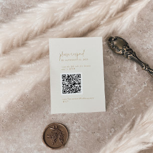 Carte D'accompagnement Chic moderne Vintage or QR Code RSVP