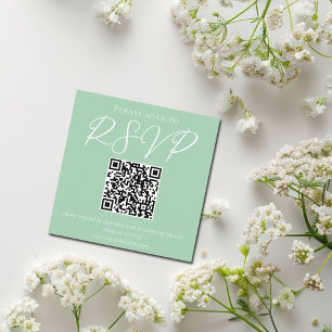 Carte D'accompagnement Chic Monnaie vert Mariage de script blanc QR Code 