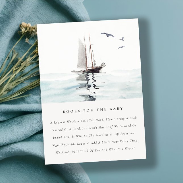 Carte D'accompagnement Chic Nautique Livres De Yacht À Voile Pour Baby sh (Créateur téléchargé)