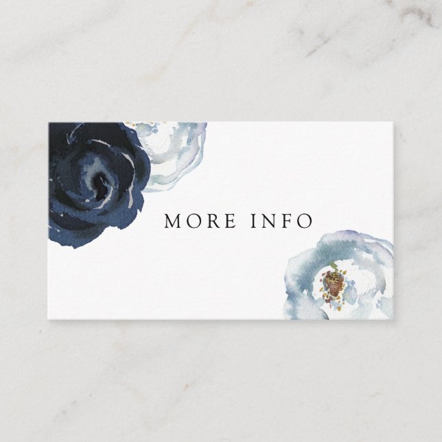 Carte D'accompagnement Chic Navy Blue Peony Floral Mariage Plus d'infos (Devant)