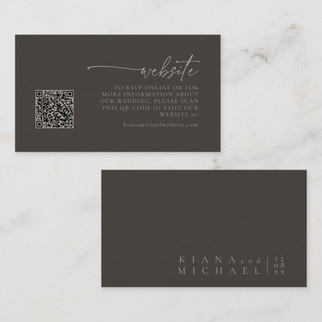 Carte D'accompagnement Chic Neutrals Mariage Website Charcoal ID1020 (Devant / Derrière)