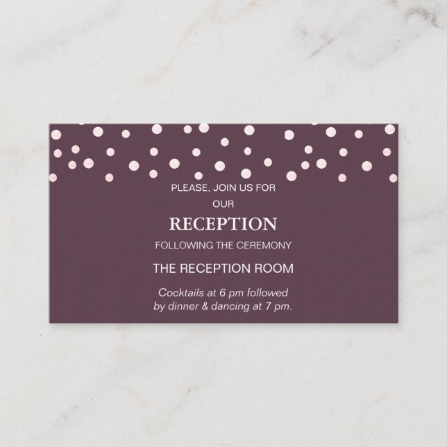 Carte D'accompagnement Chic Pearl Confetti sur Cassis Mariage (Devant)