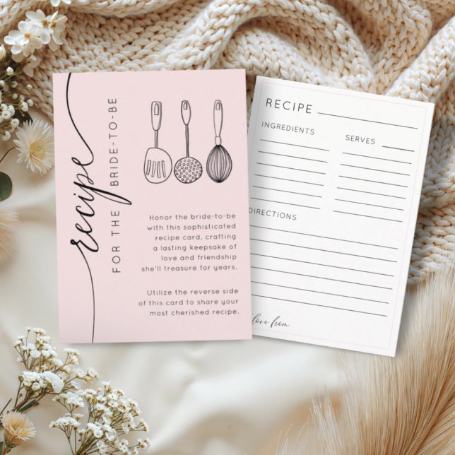 Carte D'accompagnement Chic Pink Recipe Keepsake Bridal Shower (Créateur téléchargé)