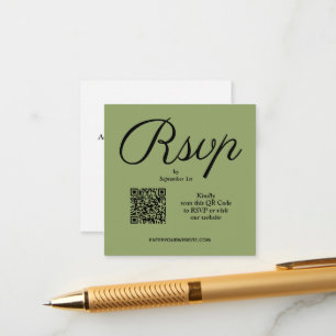 Carte D'accompagnement Chic QR Code Mariage vert