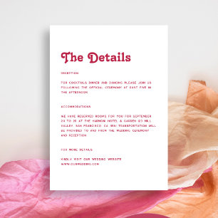 Carte D'accompagnement Chic Retro Summer Bright Hot Pink Détails du Maria