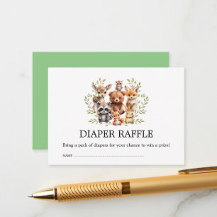 Carte D'accompagnement Chic Sage Greenery Bois Animaux Plongeur Raffle