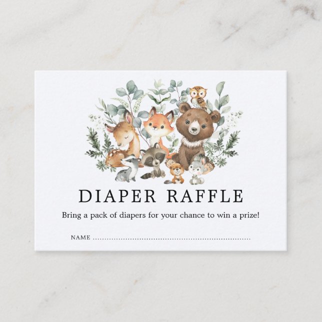 Carte D'accompagnement Chic Sage Greenery Bois Animaux Plongeur Raffle (Devant)
