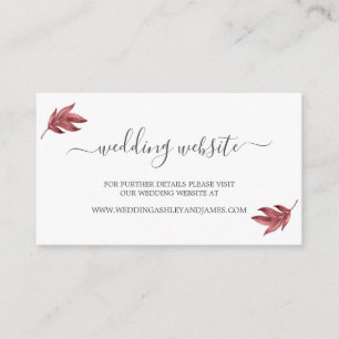 Carte D'accompagnement Chic Script Burgundy Leaf Mariage Website