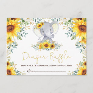 Carte D'accompagnement Chic Sunflower Jungle Elephant Baby Diaper Raffle
