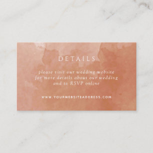 Carte D'accompagnement Chic Terracotta Aquarelle Mariage Détails Site Web