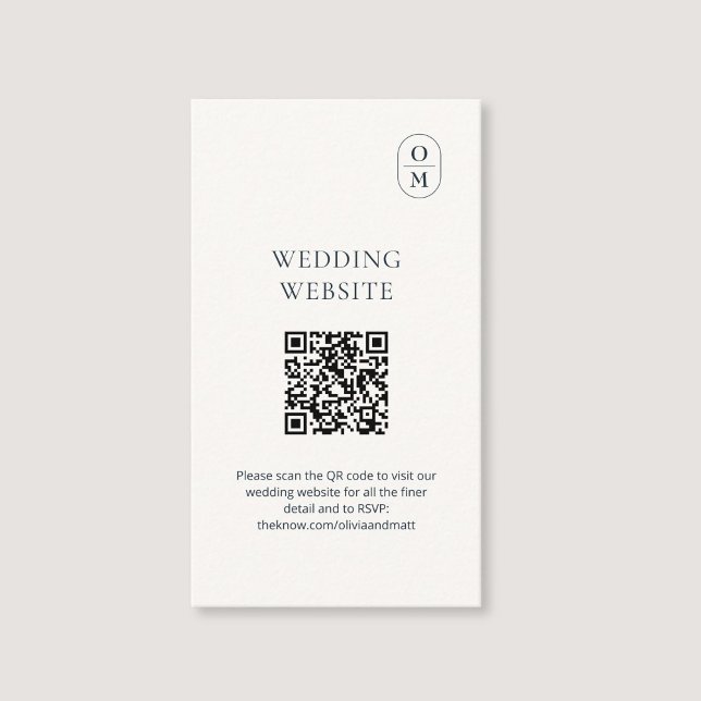 Carte D'accompagnement Chic Typography QR Wedding Website Enclosure Card (Créateur téléchargé)