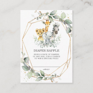Carte D'accompagnement Chic verdure Jungle Animaux Bébé Déchets Raffle