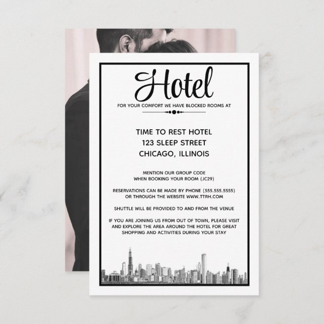 Carte D'accompagnement Chicago Skyline (Devant / Derrière)